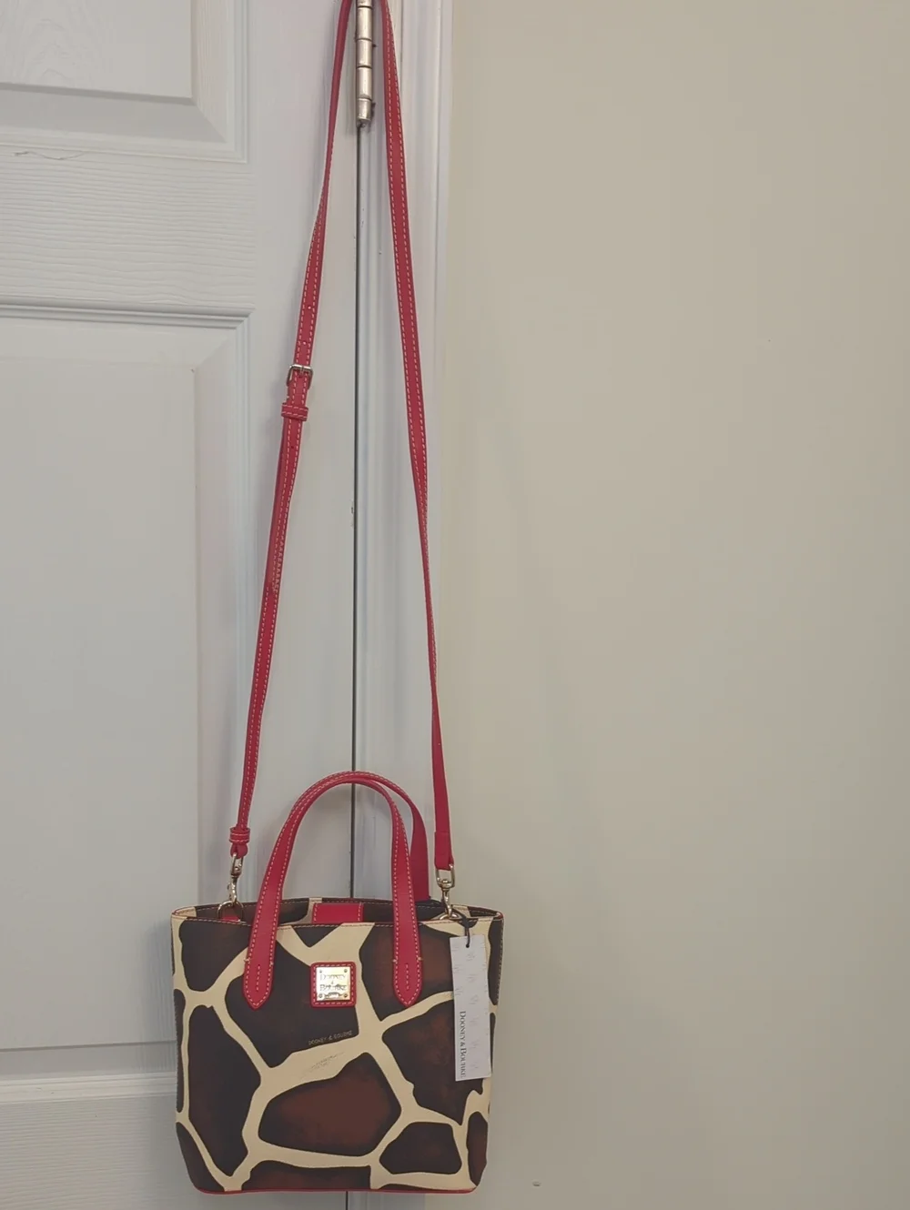 Dooney & Bourke Giraffe Print Crossbody with Red Trim